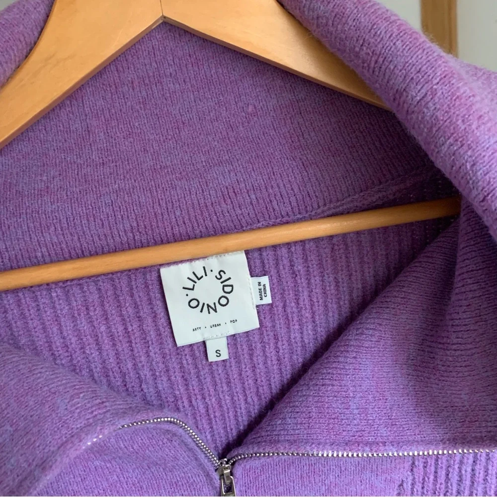 Lili Sidonio Zip Turtleneck Knit Purple Sweater Women’s Small - Picture 9 of 12
